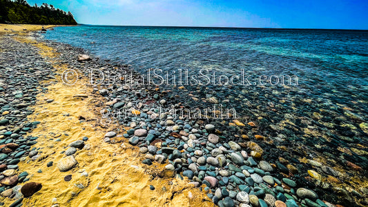 Wide View of the Colorful rocks along the Shoreline, digital Grand MArais