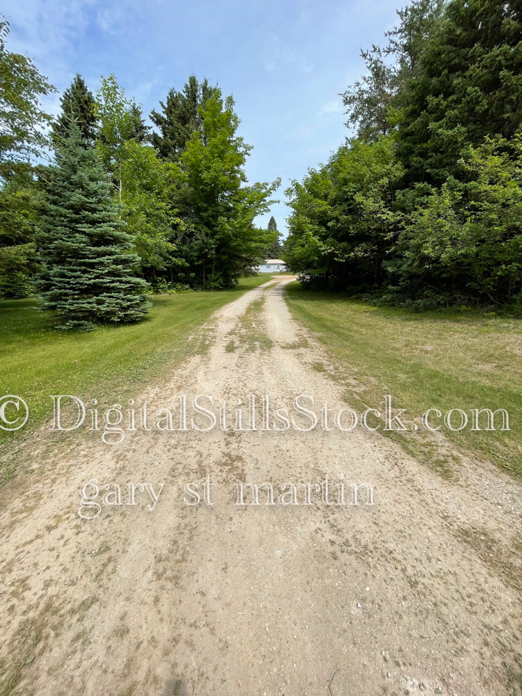 Dirt Road leading to a white house, digital Grand Marais 