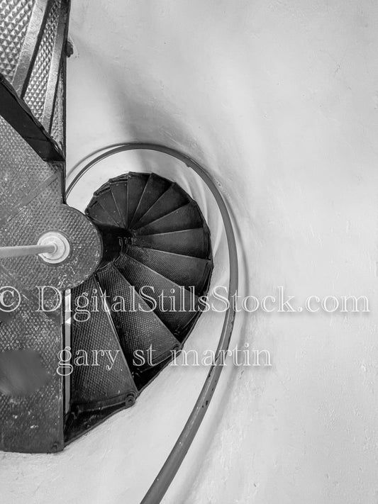 Lighthouse spiral staircase in black and white, digital Crisp Point