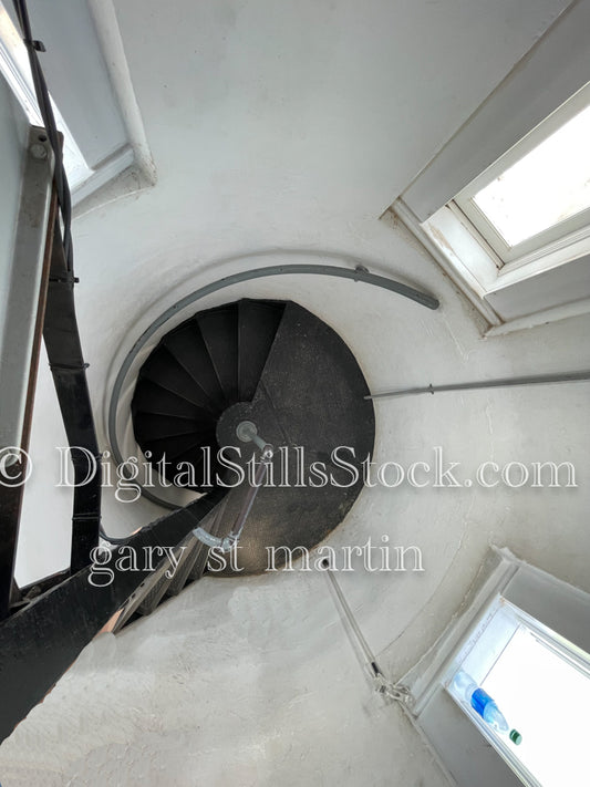 Looking down at the lighthouse staircase, digital crisp point