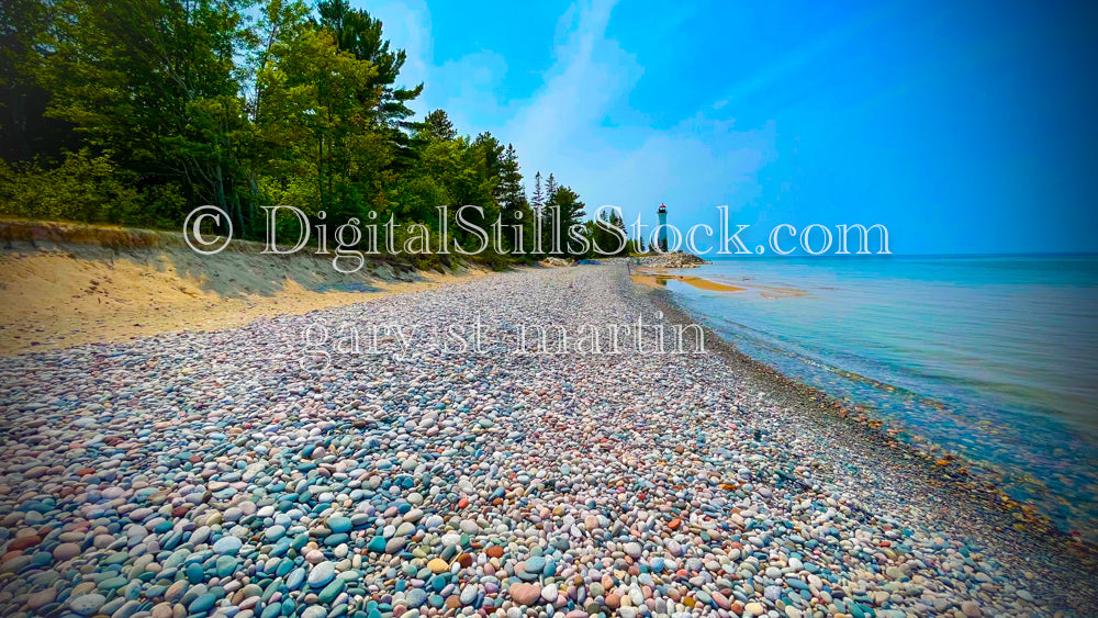 Walking along the pebbly shoreline at Crisp Point Beach, digital Crisp pOint