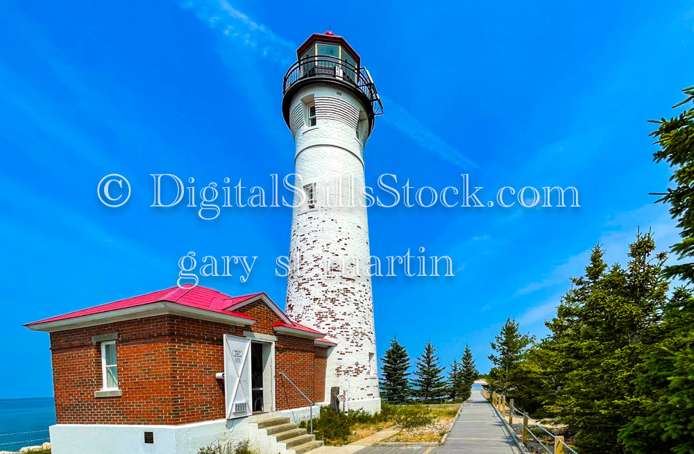 Red and white bricks of the crisp point lighthouse, digital Crisp Point