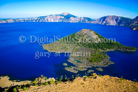 View of Wizard Island, Crater Lake from the Western Side, Digital, Oregon