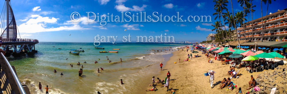 Panoramic View of a Beach Resort, digital Puerto Vallarta