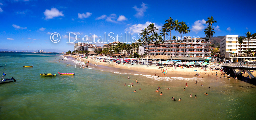 Head on Panoramic View of the Beach, digital Puerto Vallarta