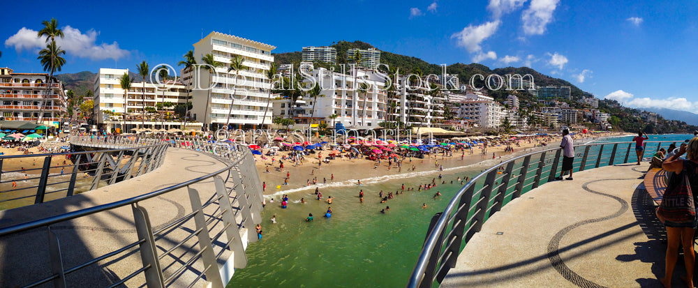 Panoramic View of the Beach between Piers, digital Puerto Vallarta