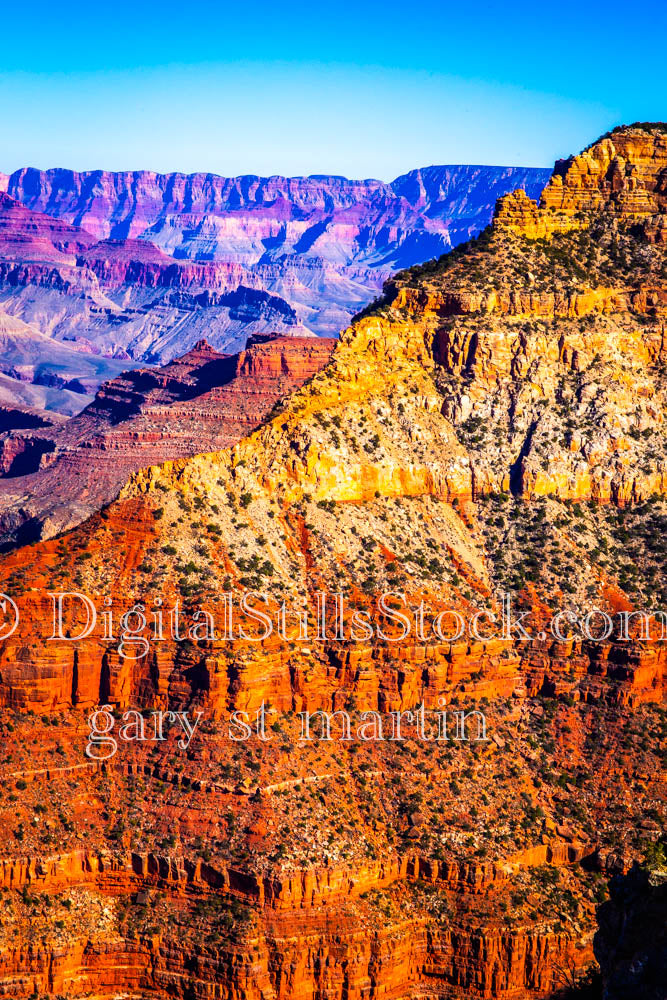 Vertical Blue Rock, Yellow Orange Foreground, Digital, Arizona, Grand Canyon