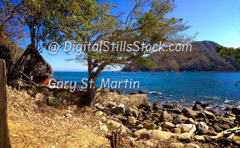 Rocky Beach, Mountain Background, Digital, Yelapa, Mexico