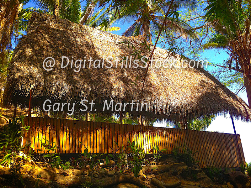 Thatched Roof with Fence, Yelapa, Mexico, digital