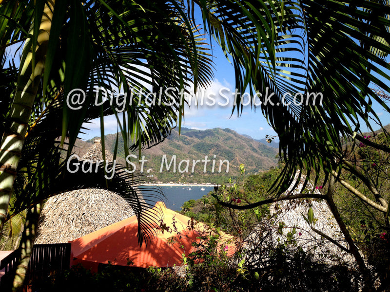 Roof and Umbrella Top Views, Yelapa, Mexico, digital