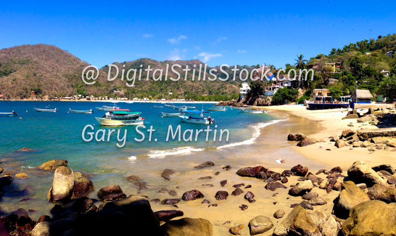 Yelapa Bay with Fishing Boats, Yelapa, Mexico, digital