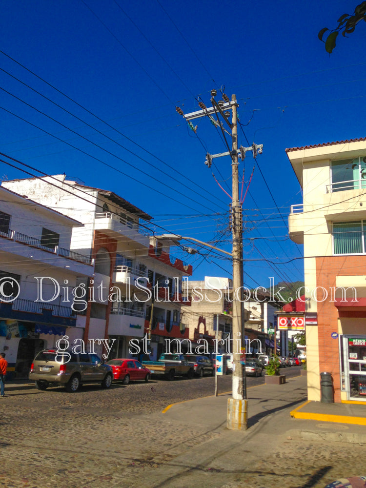 Telephone Wires in the Street, digital Puerto Vallarta