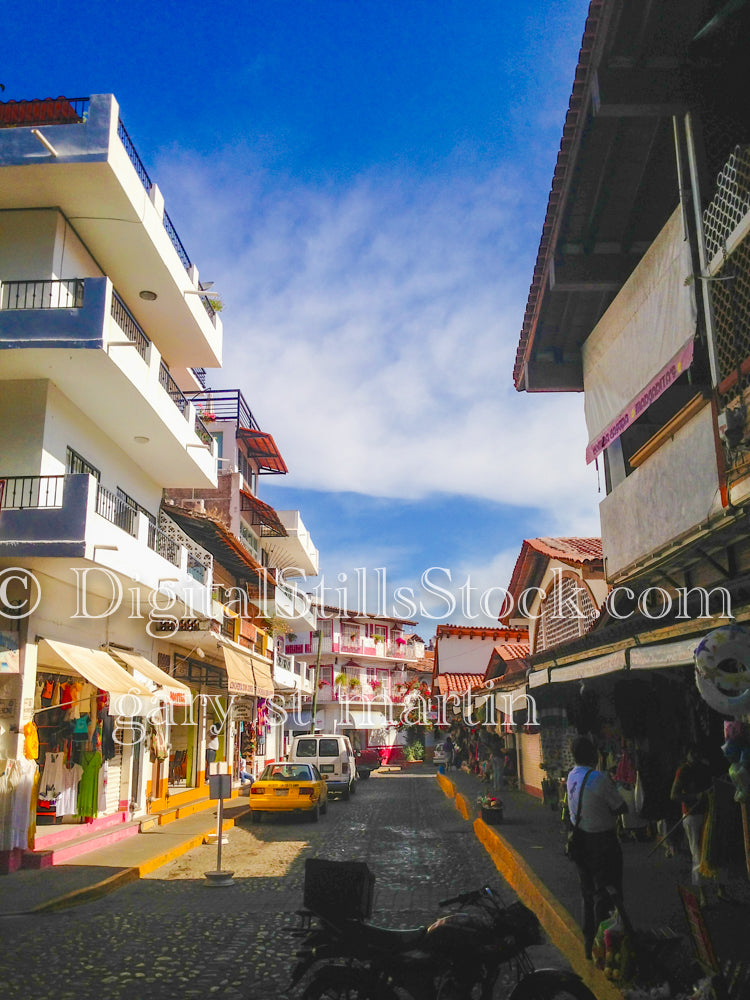 Walking Down the Cobbled Street, digital Puerto Vallarta