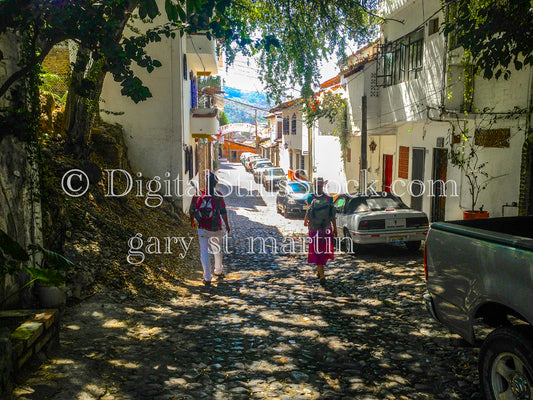 Narrow Cobbled Street, digital Puerto Vallarta