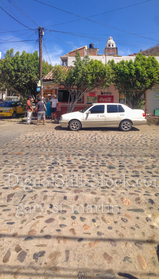 White car across the Way, digital Puerto Vallarta