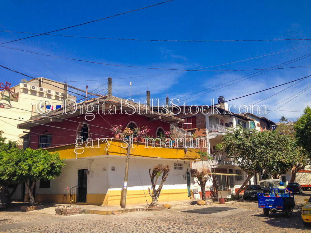 Yellow Building against the blue sky, digital Puerto Vallarta