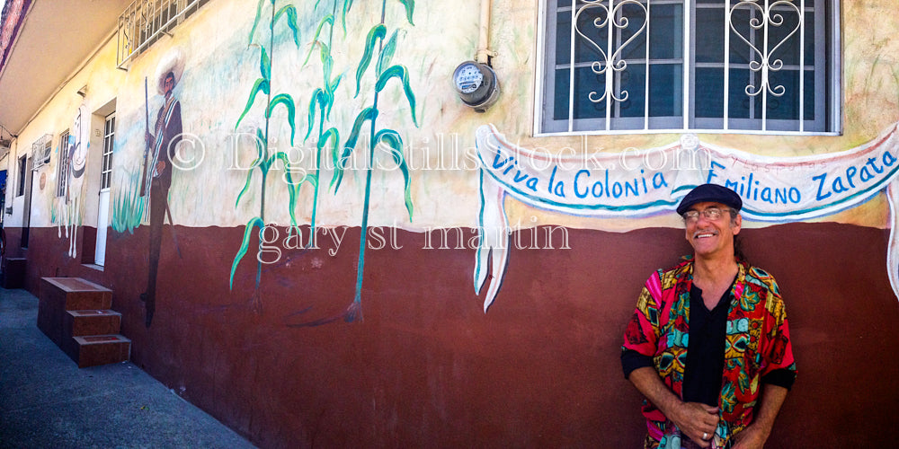 Man Alongside Mural, Puerto Vallarta, Mexico, digital