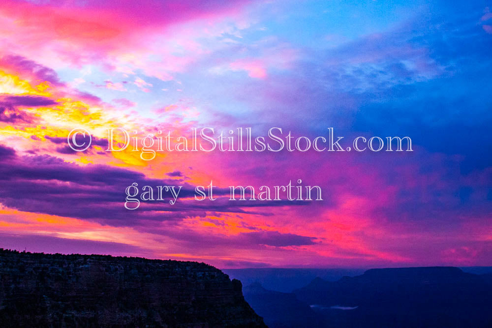 Purple Blue Sky off Canyon Edge, Digital, Arizona, Grand Canyon