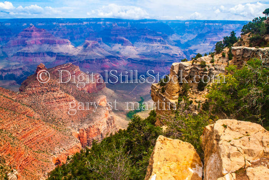 Yellow Rock to Expansive Canyon View, Digital, Arizona, Grand Canyon