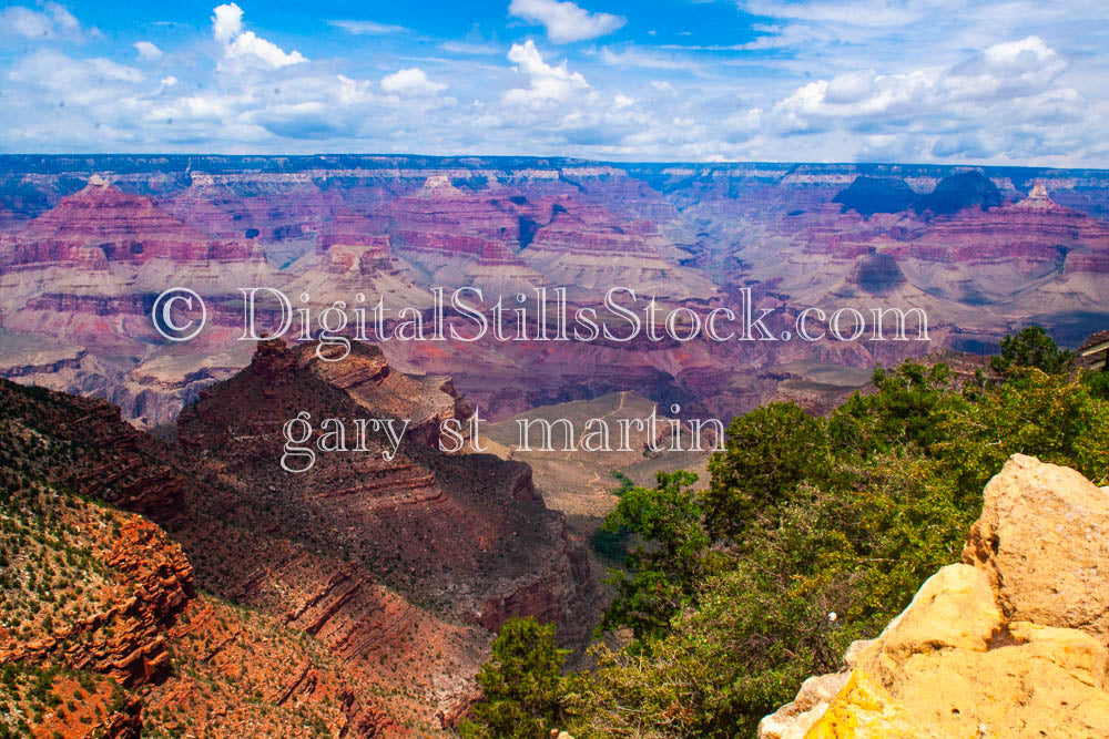 Yellow Rock Foreground, Cloud covered Center, Digital, Arizona, Grand Canyon