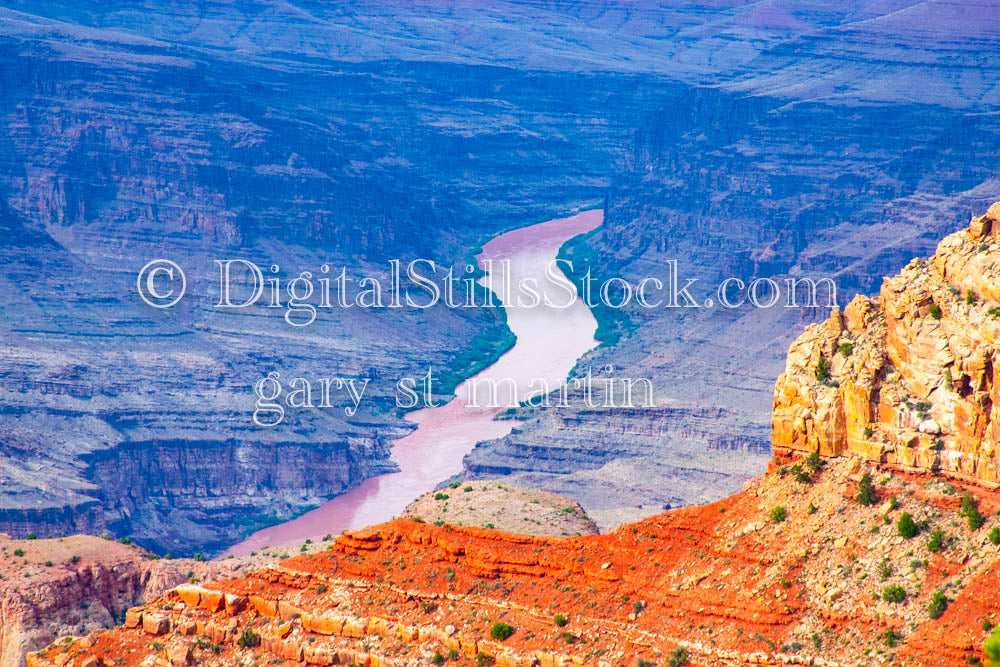 Purple Colorado River with Red Mesa Foreground, Digital, Arizona, Grand Canyon