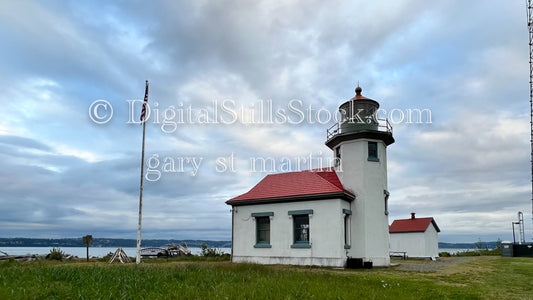 Lighthouse against a cloudy sky - Vashon Island, digital Vashon Island