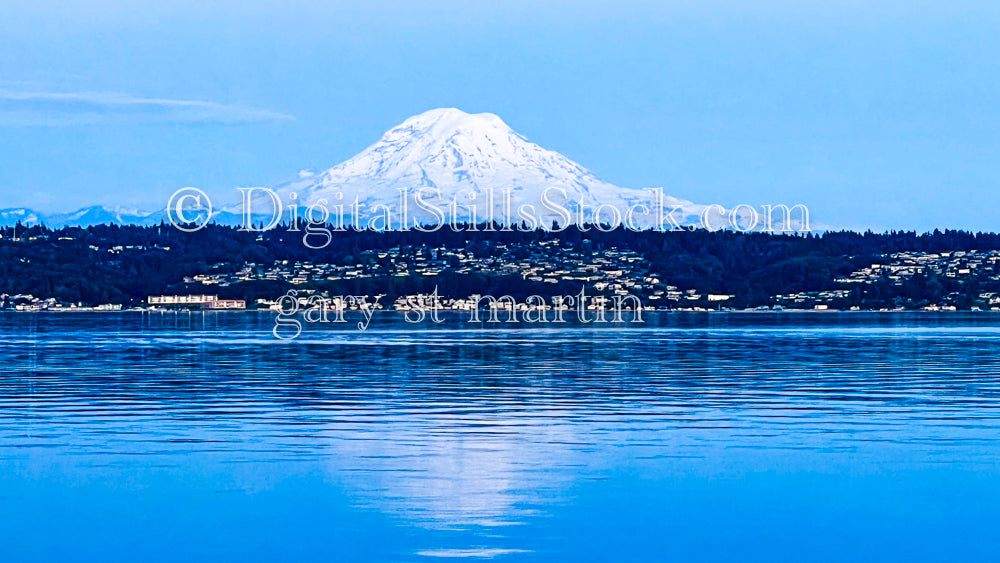 Mount Rainier reflecting in the water  - Vashon Island, digital Vashon Island