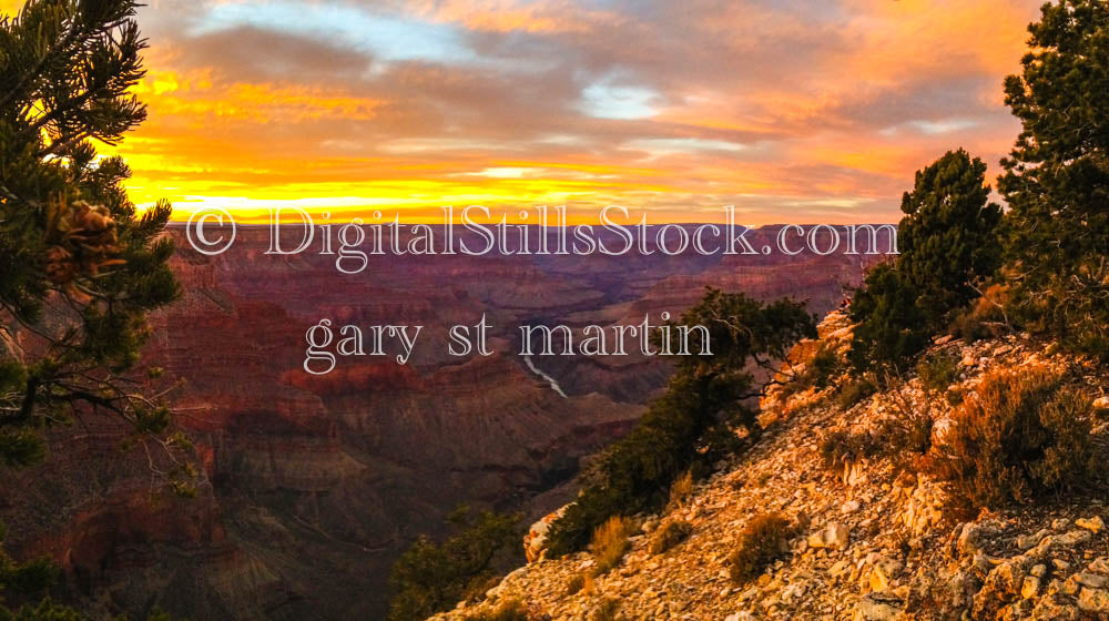 Sunset Colors against cliff, Digital, Arizona, Grand Canyon