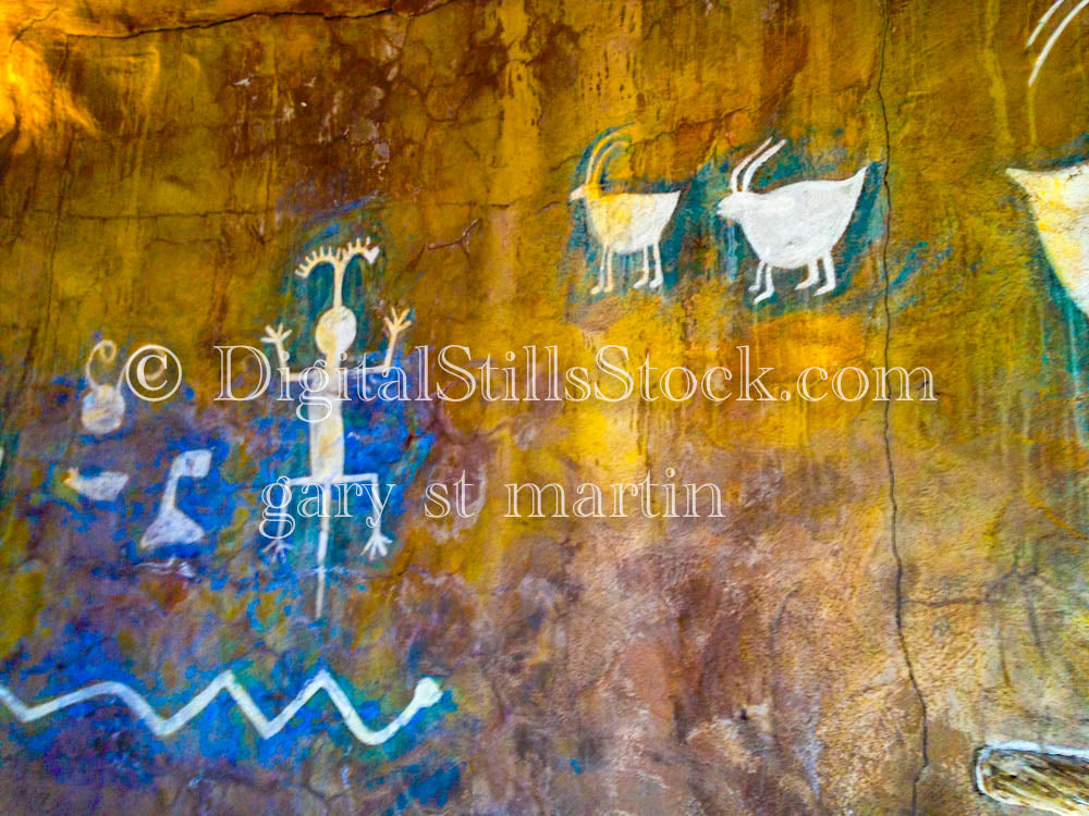 Animal Paintings against Copper Wall, The Tower, Digital, Arizona, Grand Canyon