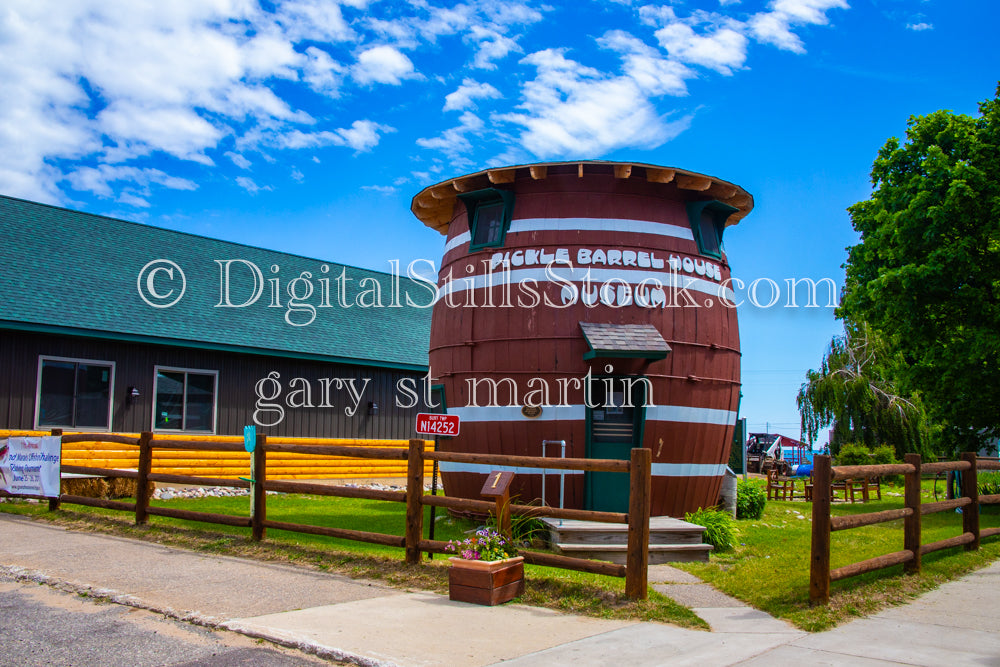 Angled view of the Pickle Barrel House Museum, digital Grand Marais