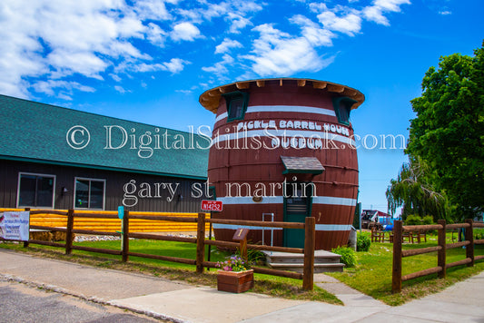 Angled view of the Pickle Barrel House Museum, digital Grand Marais