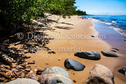 Rocks along the shore line of Lake Superior, digital grand marais