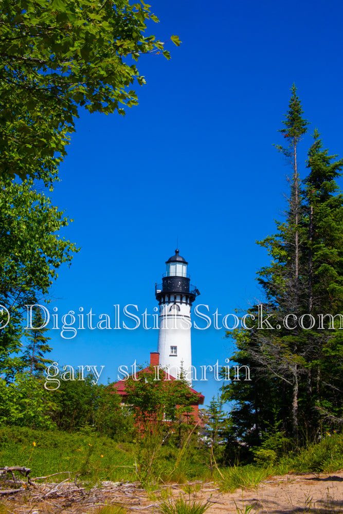 Portrait of a distant Sable lighthouse, digital grand marais