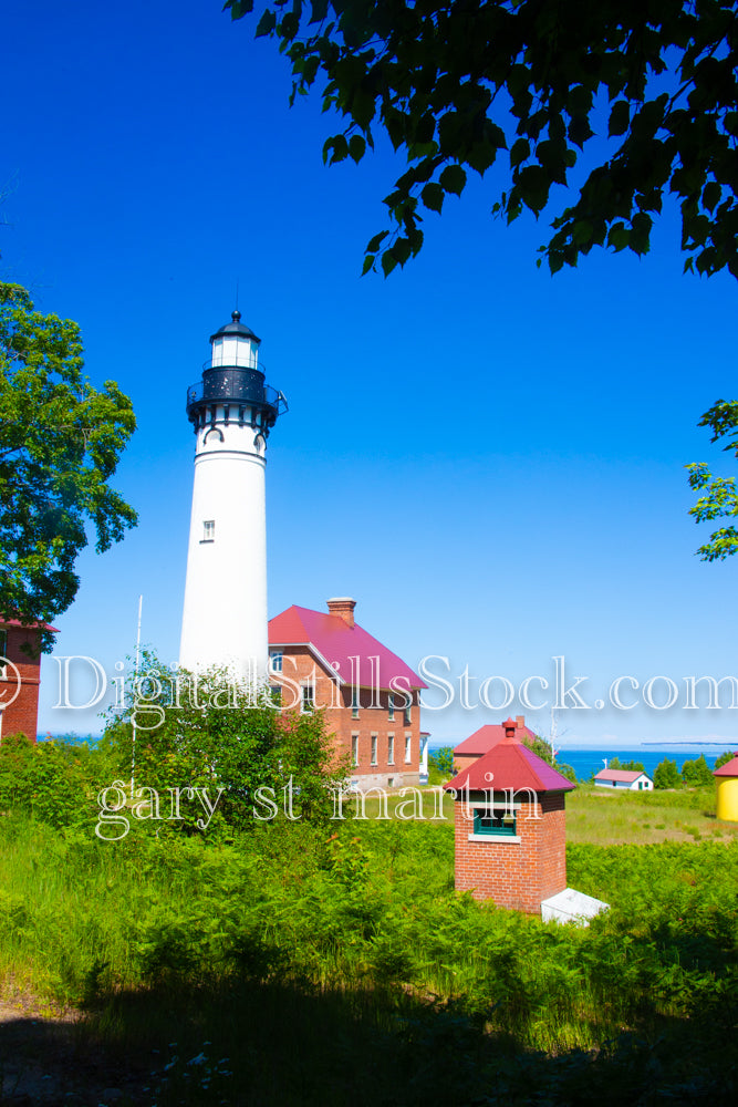 Portrait of Sable Lighthouse shining in the sun, digital grand marais