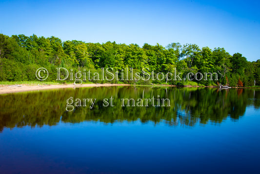 Trees reflections along the shoreline of Sable Lake, digital grand marais