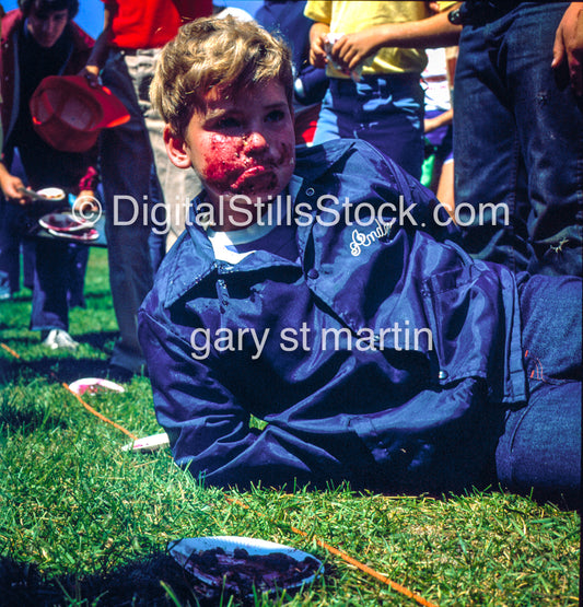 Pie Eating Contest, analog, color, portraits, kids