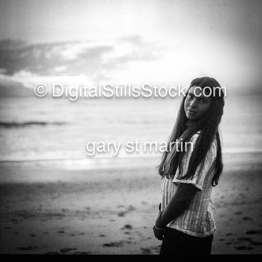 Side view Smiling along the Beach, Analog, Black & White, Portraits Men