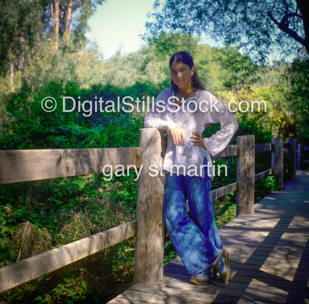 Carolyn Cavalier, Standing on Wooden Path, CA, Analog, Color, People, Women