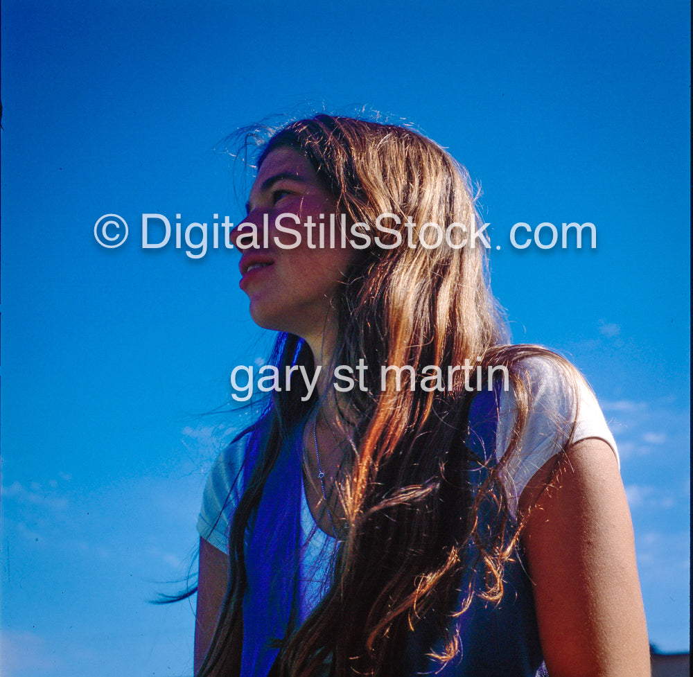 Carolyn Cavalier, Blue Sky Background, San Francisco, CA, Analog, Color, People, Women