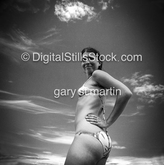 She smiles, sky in the background, Analog, Black & White, Portraits Men