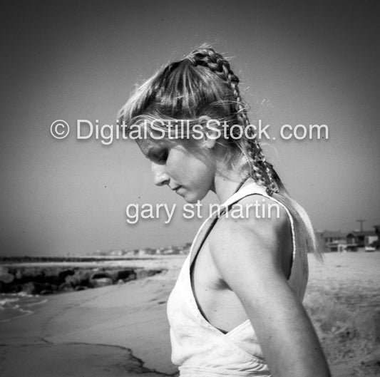 along the shoreline looking down, Analog, Black & White, Portraits Men