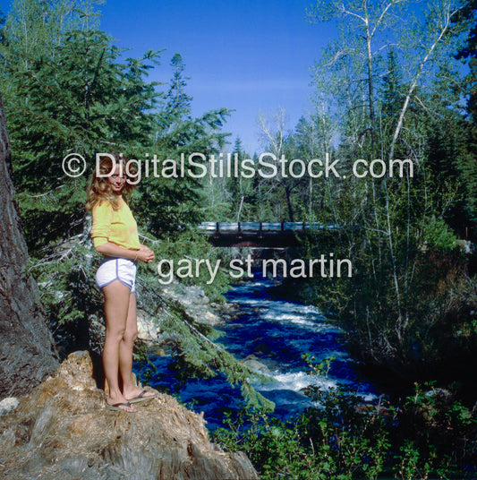 She Stands along the River, Silverado Canyon,  CA, Analog, Color, People, Women