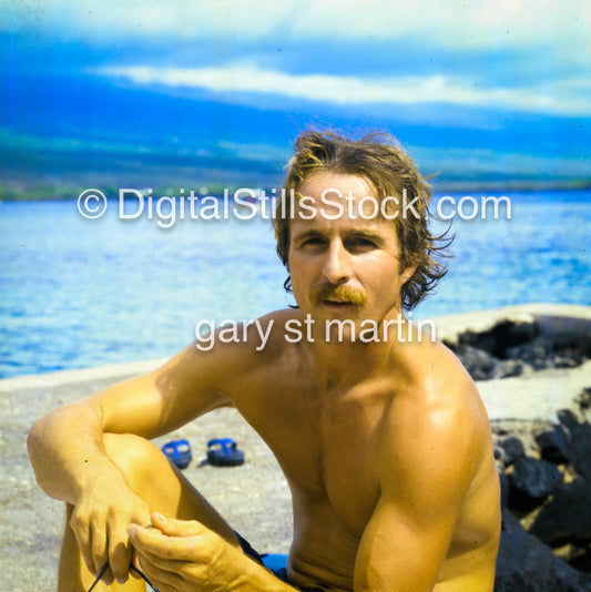 Another Jack Burger, Along the Shore, Hawaii, analog, color, portraits, men