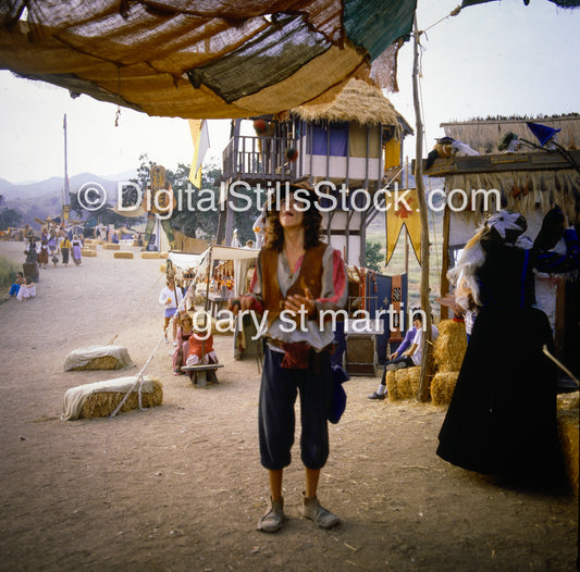 The Renaissance fair, juggler on his own, Los Angeles, CA, analog, color, portraits, men