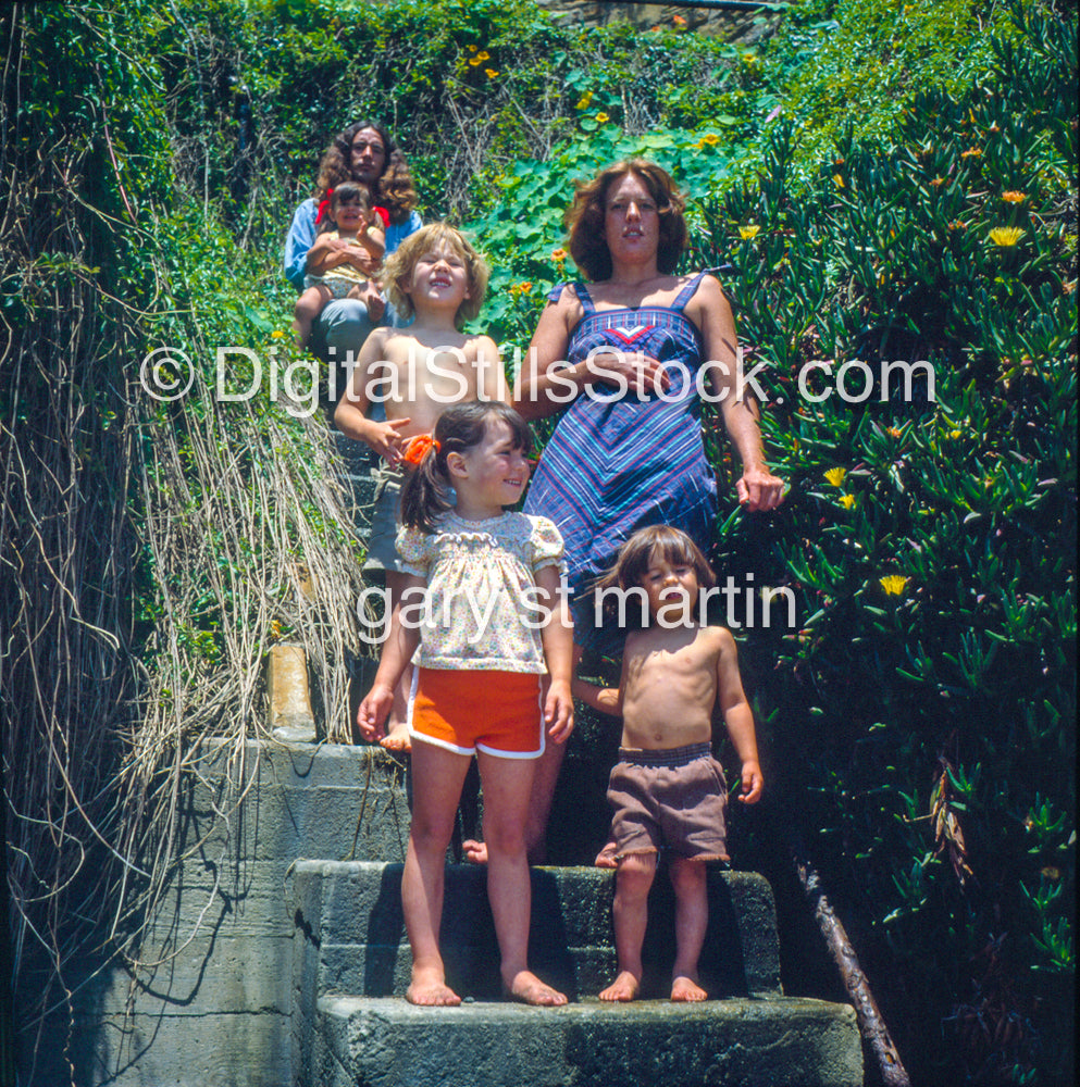 Portraits, The Pemberton's On The Stairs, CA, Analog, Color, Portraits, Groups