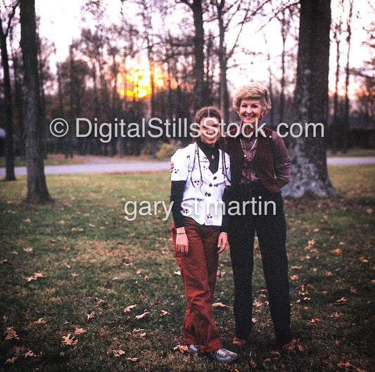 Portrait Of Caroline And Her Mother at Sunset, Analog, Color, Portraits, Groups