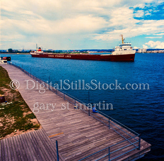 Black Bay Ship in Harbor, Analog, Color, Michigan