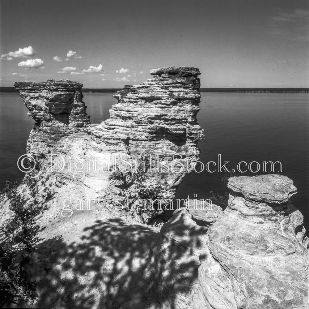 Original Turrets atop Miner's Castle, B & W, Analog, Color, Michigan