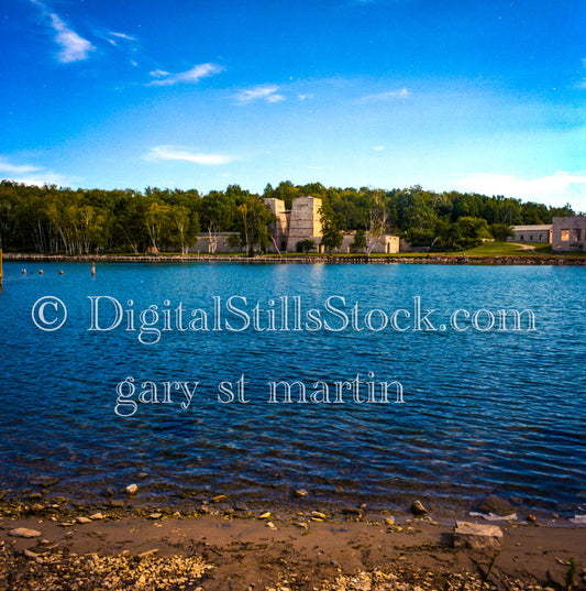 Fayette Structure from across Bay, Analog, Color, Michigan