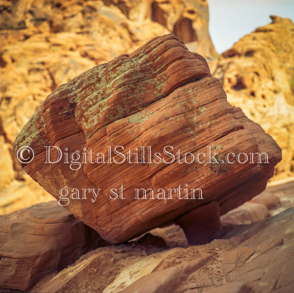 Closeup of a large boulder , analog Valley of FIre